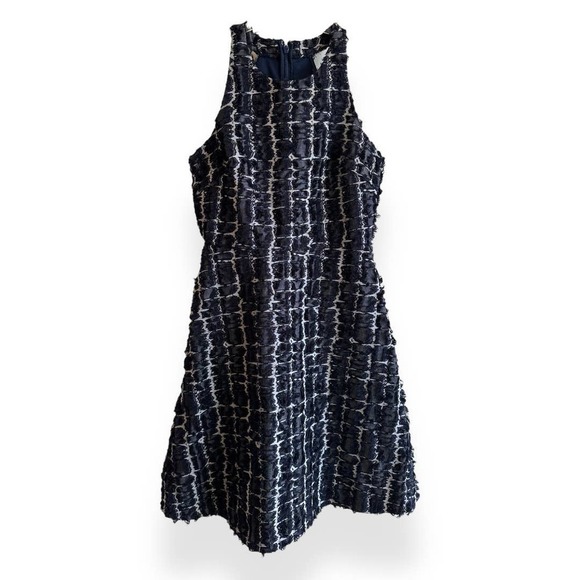 Banana Republic Heritage Collection Dress Blue White Fringe Cotton Size 0 - Picture 1 of 11